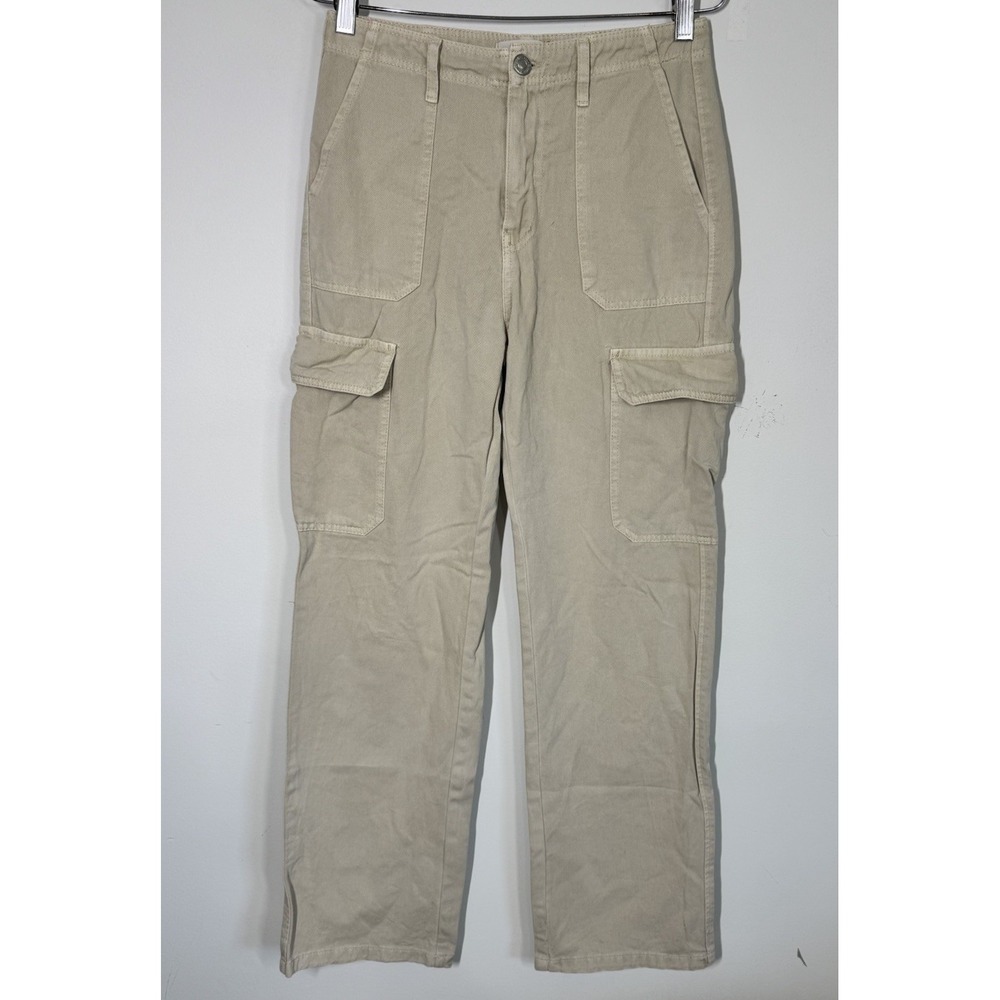 Zara Women's Relaxed Fit High Rise Cargo Pants Jeans Utility Khaki Size 4 Grunge